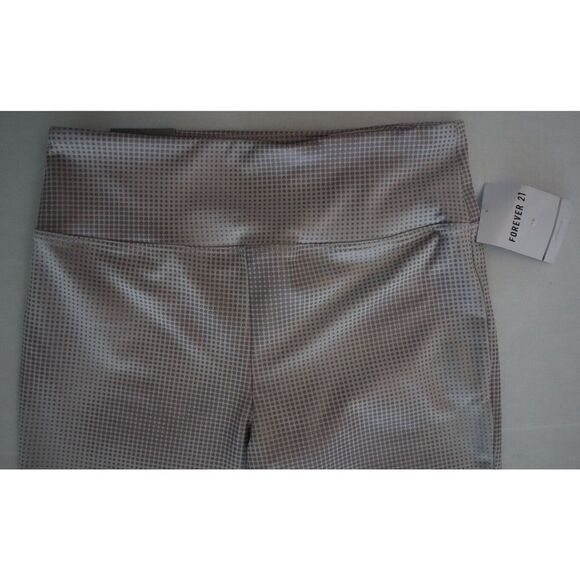 Forever 21 Women's Sz XS Taupe/Silver Spotted Mid-Rise Long Leggings - Picture 4 of 9